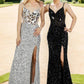 Sparkly Red Corset Long Mirror Prom Dress With Slit Sexy Evening Dresses