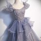 Ball Gown Quinceanera Dresses Princess Dress Performance Floor Length Short Sleeve Square Neck Tulle