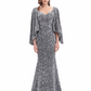Mermaid / Trumpet Evening Gown Sparkle Dress Formal Evening Court Train Long Sleeve Sweetheart Sequined