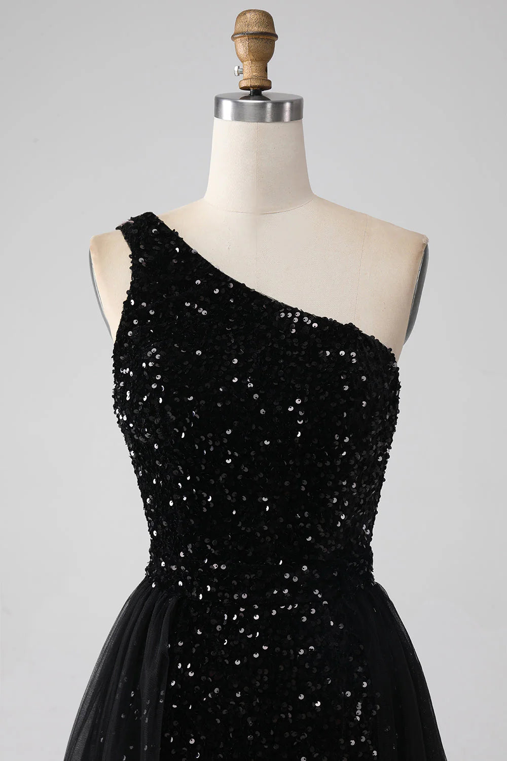 A-Line One Shoulder Sequins Prom Dress Sparkly Sexy Long