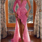 Sheath/Column One-Shoulder Floor-Length Long Prom Dresses With Sequins Sparkly 