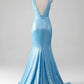 Mermaid V-neck Prom Dress Pure Color Sexy