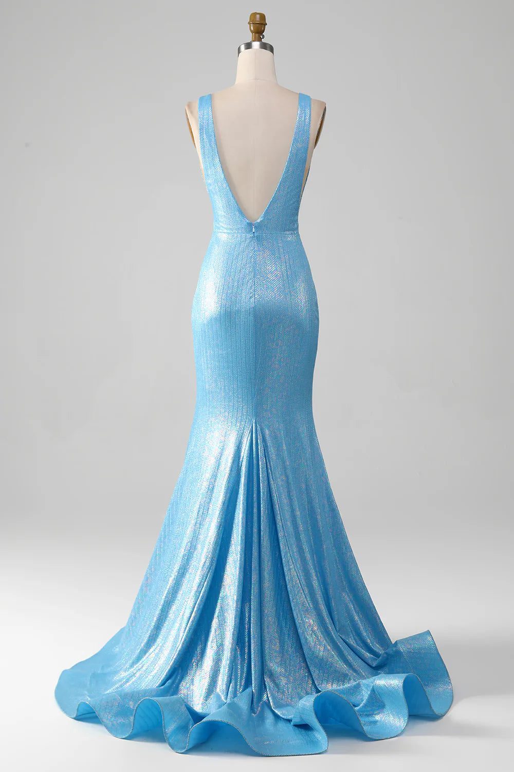 Mermaid V-neck Prom Dress Pure Color Sexy