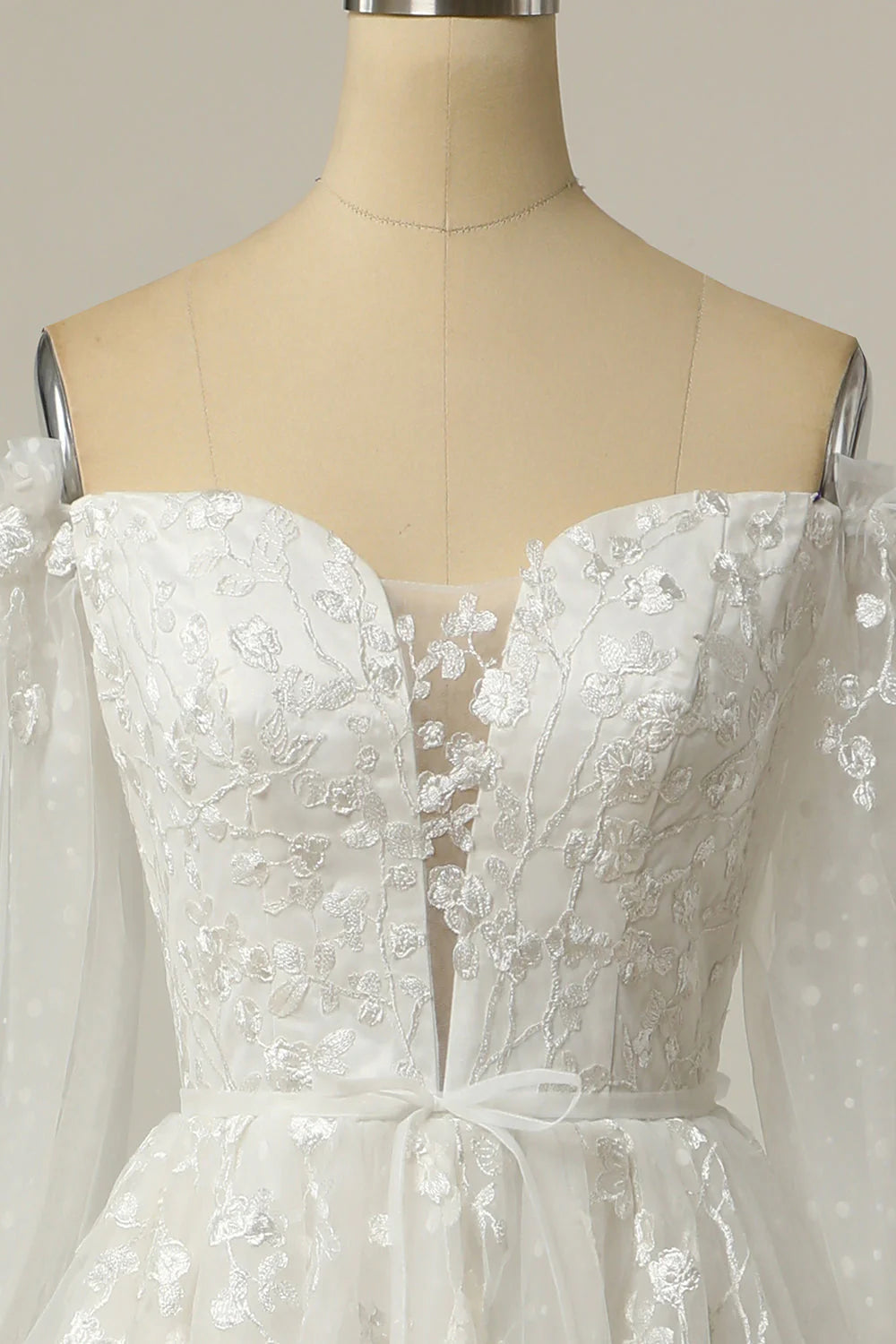 A Line Off the Shoulder Wedding Dress with Appliques Beautiful