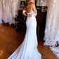 Mermaid Off The Shoulder Satin Wedding Dress Sexy Long Pure Color