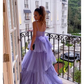 Ball Gown Prom Dresses Tiered Dress Formal Floor Length Sleeveless Sweetheart Tulle Backless with Pleats