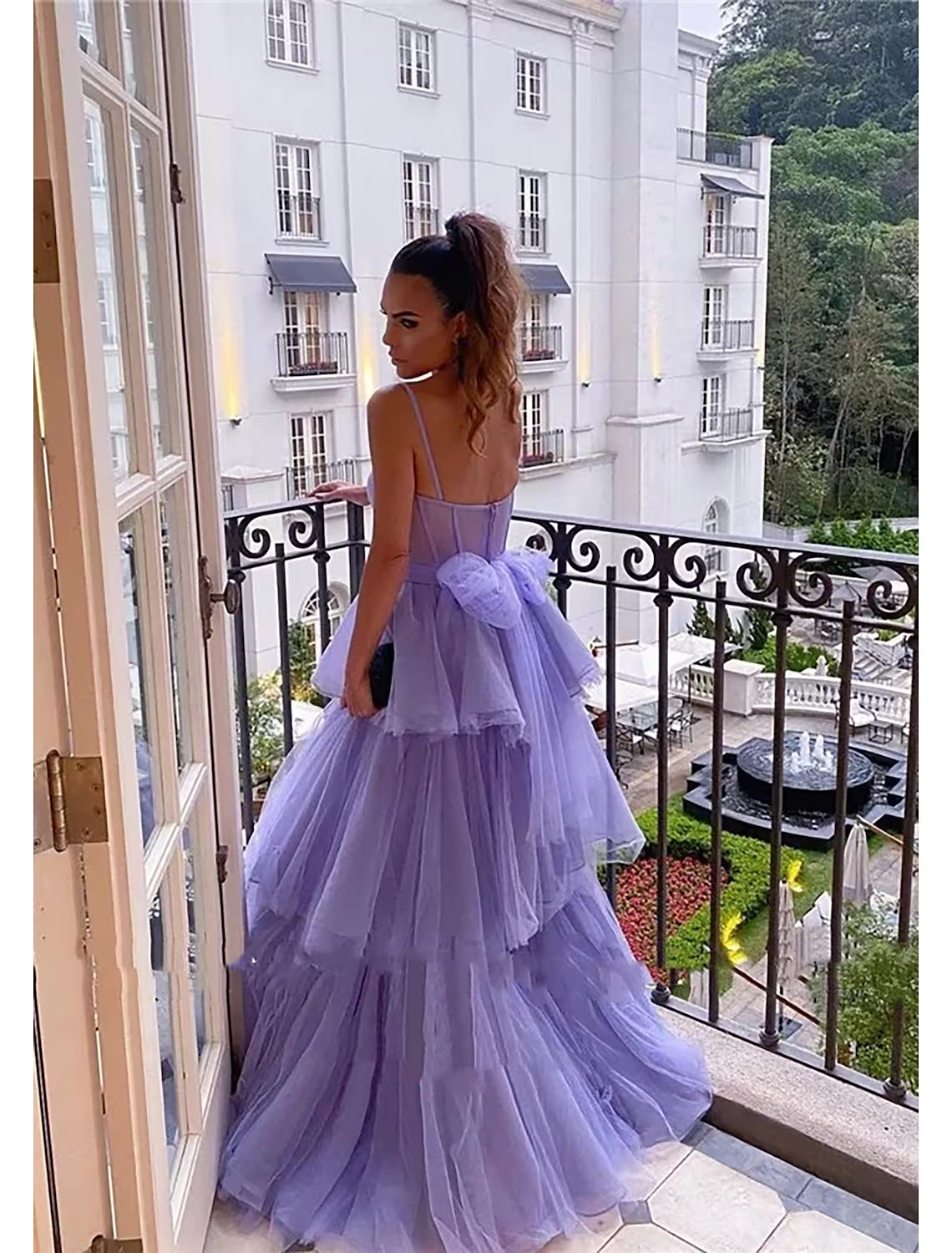 Ball Gown Prom Dresses Tiered Dress Formal Floor Length Sleeveless Sweetheart Tulle Backless with Pleats