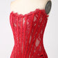 Classy Lace Strapless Corset Short Cocktail Dress with Lace-up Back Off Shoulder Sexy