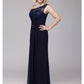 A-Line Bridesmaid Dress One Shoulder Sleeveless Elegant Floor Length Chiffon / Lace with Lace / Sash / Ribbon