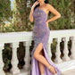 Sheath / Column Prom Dresses Sparkle & Shine Dress Party Wear Floor Length Sleeveless One Shoulder Sequined