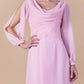 Sheath / Column Mother of the Bride Dress Vintage Inspired Cowl Neck Floor Length Chiffon Long Sleeve with Criss Cross