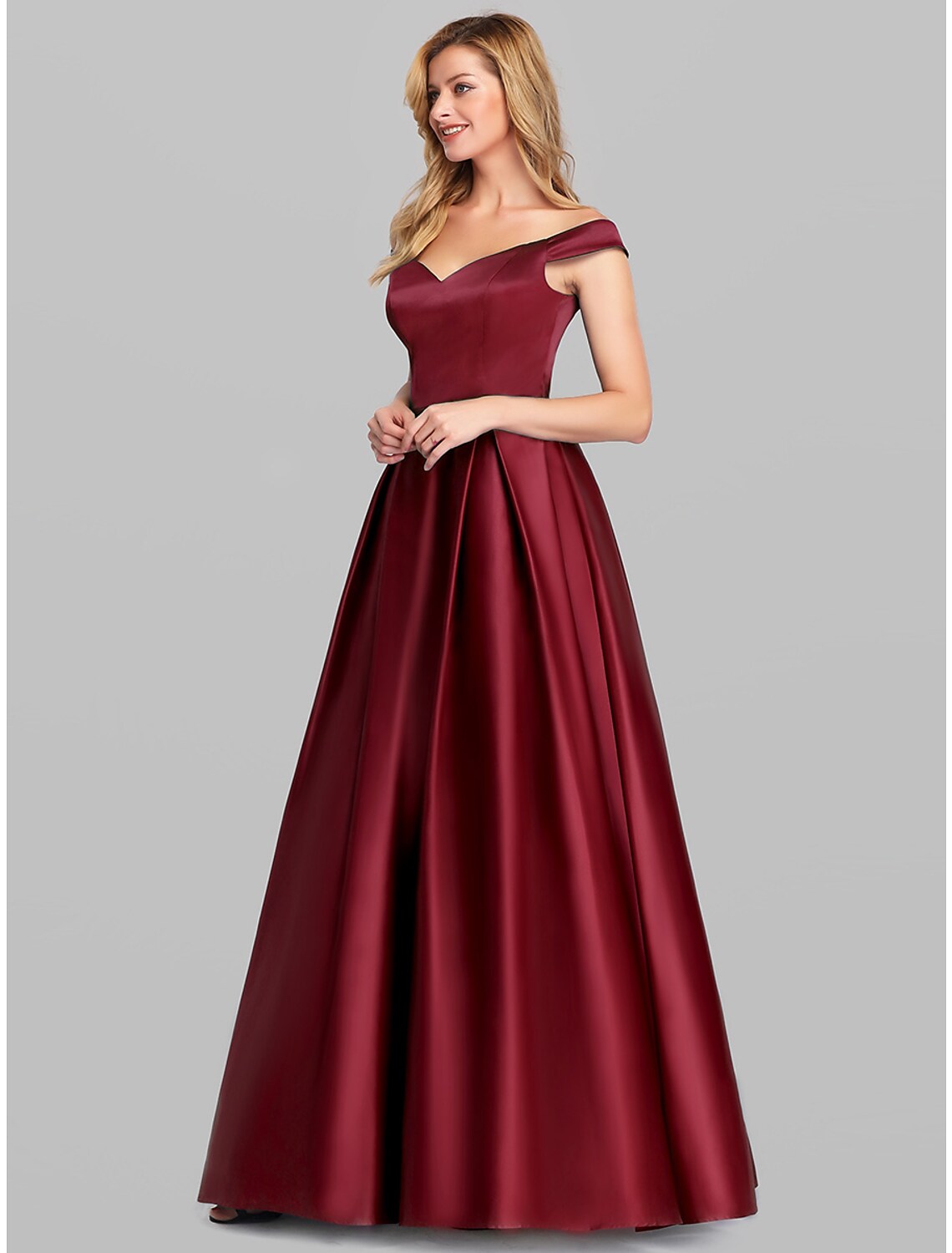 Ball Gown Elegant Quinceanera Prom Birthday Dress Off Shoulder Short Sleeve Floor Length Satin