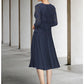 Two Piece A-Line Mother of the Bride Dress Elegant Jewel Neck Knee Length Chiffon Lace 3/4 Length Sleeve with Bow(s)