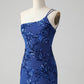 Sparkly Bodycon One Shoulder Sequins Homecoming Dress with Embroidery Beautiful