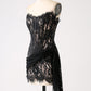 Classy Lace Strapless Corset Short Cocktail Dress with Lace-up Back Off Shoulder Sexy