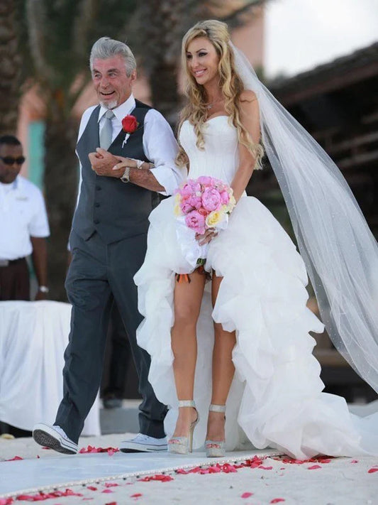 A-Line/Princess Sweetheart Asymmetrical Sleeveless Organza Wedding Dresses Sexy