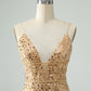 Glitter Bodycon Spaghetti Straps Corset Short Homecoming Dress with Sequins Sparkly
