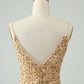 Glitter Bodycon Spaghetti Straps Corset Short Homecoming Dress with Sequins Sparkly