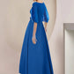 A-Line Mother of the Bride Dress Wedding Guest Party Elegant V Neck Asymmetrical Chiffon Half Sleeve with Crystal Brooch