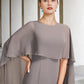 A-Line Mother of the Bride Dress Plus Size Elegant Jewel Neck Sweep / Brush Train Chiffon Sleeveless with Split