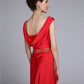 Sheath / Column Mother of the Bride Dress Open Back Cowl Neck Court Train Taffeta Sleeveless