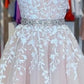 A-Line Homecoming Dresses Floral Dress Holiday Short / Mini Sleeveless Halter Tulle