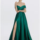 A-Line Evening Gown Elegant Dress Formal Prom Floor Length Sleeveless Sweetheart Satin