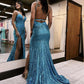 Mermaid / Trumpet Prom Dresses Sparkle & Shine Dress Formal Sweep / Brush Train Sleeveless V Neck Sequined Backless with Sequin