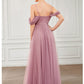 A-Line Prom Dresses Elegant Dress Wedding Guest Floor Length Sleeveless V Neck Tulle