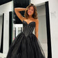 A Line Tulle Long Prom Dress Unique New Style Strapless Evening Dress Off Shoulder