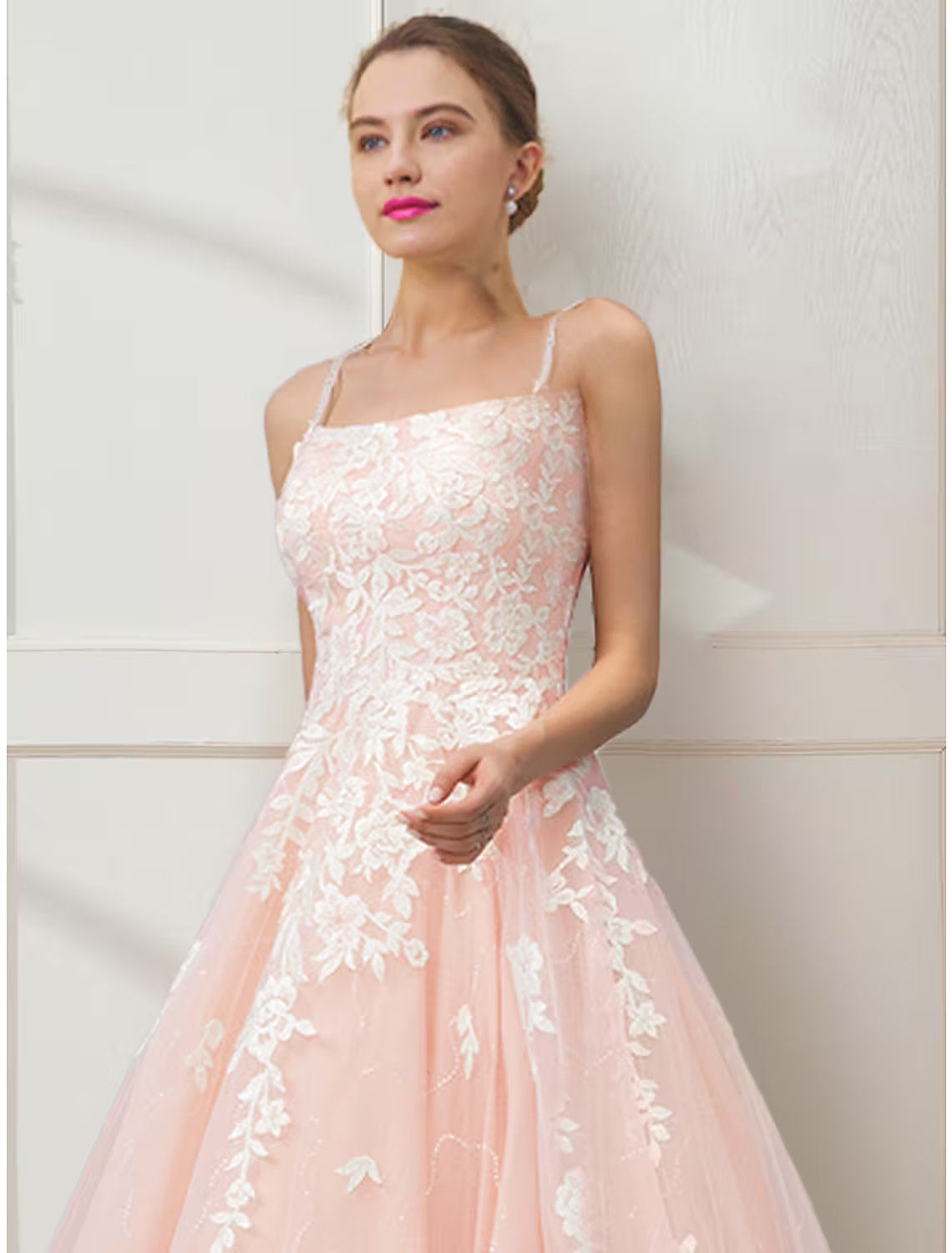 Ball Gown Prom Dresses Floral Dress Masquerade Floor Length Sleeveless Spaghetti Strap Tulle Crisscross Back