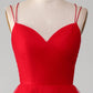 A-Line Long Prom Dress wth Cross Criss Back Pure Color Red