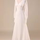 Open Back Wedding Dress with Long Sleeves V-neck