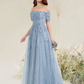 A-Line Prom Dresses Elegant Dress Wedding Guest Sweep / Brush Train Sleeveless Off Shoulder Lace