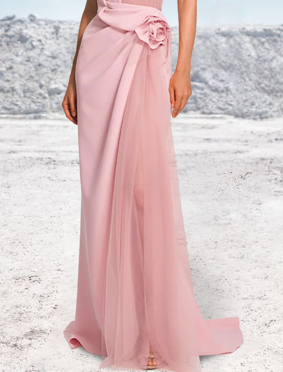 Mermaid / Trumpet Evening Gown Party Dress Formal Sweep / Brush Train Sleeveless Halter Satin