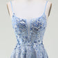 A-Line Spaghetti Straps Prom Dress Sparkly Sexy Long