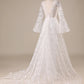 A-Line Wedding Dress Lace Flare Sleeves Beautiful