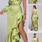 Sheath/Column One-Shoulder Floor-Length Prom Dresses Sexy