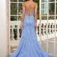 Mermaid / Trumpet Prom Dresses Floral Dress Party Wear Court Train Sleeveless Spaghetti Strap Satin Backless