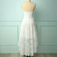 Party Dress Straps V-Nevk High low Lace White Short