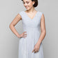 A-Line Mother of the Bride Dress Elegant V Neck Floor Length Chiffon Sleeveless with Criss Cross