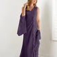 Wrap body/column V-neck sleeveless wrap body mother of the bride dress Pure Color