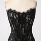Classy Lace Strapless Corset Short Cocktail Dress with Lace-up Back Off Shoulder Sexy