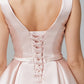 A-Line Cute Dress Wedding Guest Homecoming Knee Length Sleeveless V Wire Satin with Bow(s)