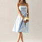 A-Line Bridesmaid Dress Strapless Sleeveless Elegant Knee Length Satin with Sash / Ribbon