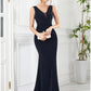 Mermaid / Trumpet Evening Gown Glittering Dress Prom Floor Length Sleeveless V Neck Polyester