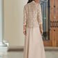 Two Piece A-Line Mother of the Bride Dress Elegant Square Neck Spaghetti Strap Floor Length Chiffon Lace Sleeveless Wrap Included