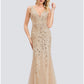 Mermaid / Trumpet Sparkle Sexy Prom Formal Evening Valentine's Day Dress V Neck V Back Sleeveless Floor Length Tulle with Sequin