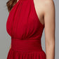 A-Line Bridesmaid Dress High Neck Sleeveless Furcal Floor Length Chiffon with Pleats / Split