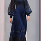 A-Line Mother of the Bride Dress Wedding Guest Elegant Scoop Neck Ankle Length Chiffon Lace Long Sleeve with Ruching